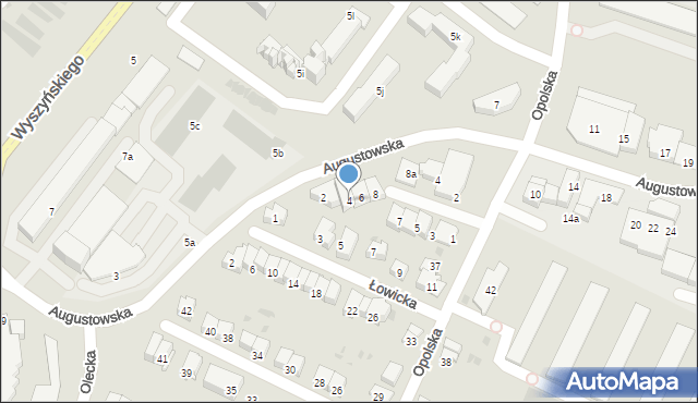 Olsztyn, Augustowska, 4, mapa Olsztyna