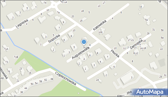 Toruń, Augustowska, 7, mapa Torunia