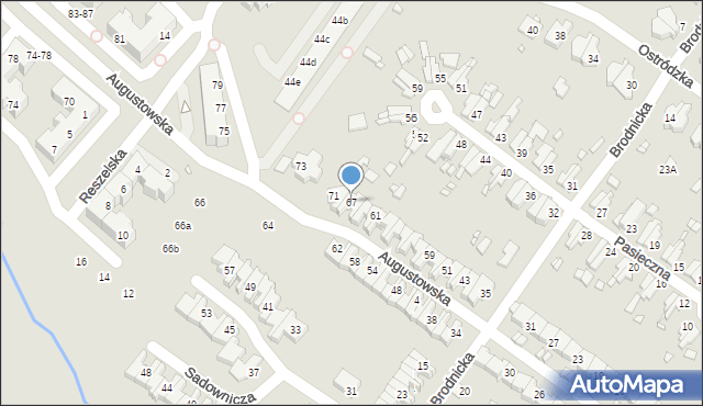 Wrocław, Augustowska, 67, mapa Wrocławia