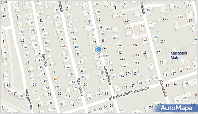 Wrocław, Australijska, 41, mapa Wrocławia