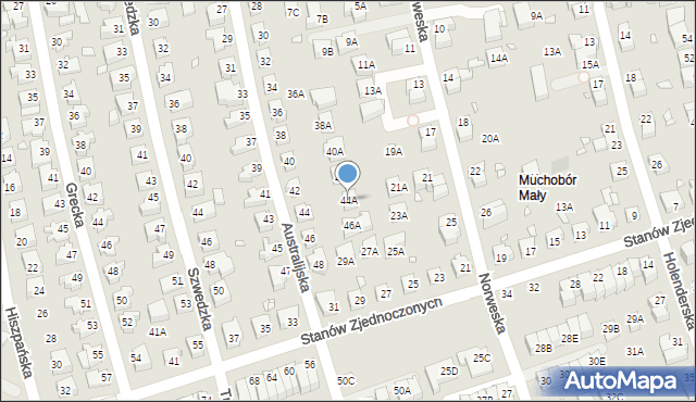 Wrocław, Australijska, 44A, mapa Wrocławia