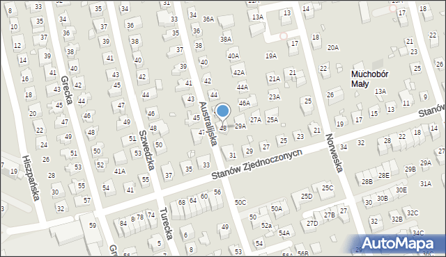 Wrocław, Australijska, 48, mapa Wrocławia