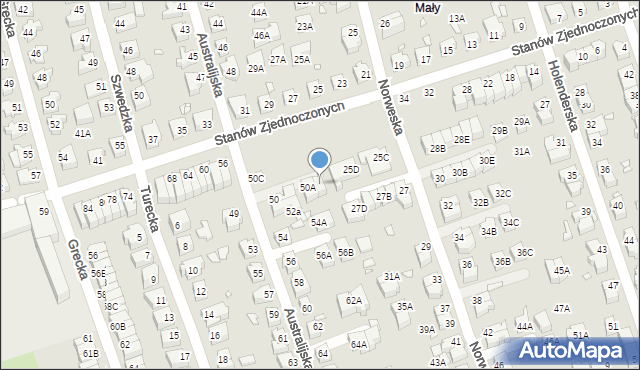 Wrocław, Australijska, 50B, mapa Wrocławia