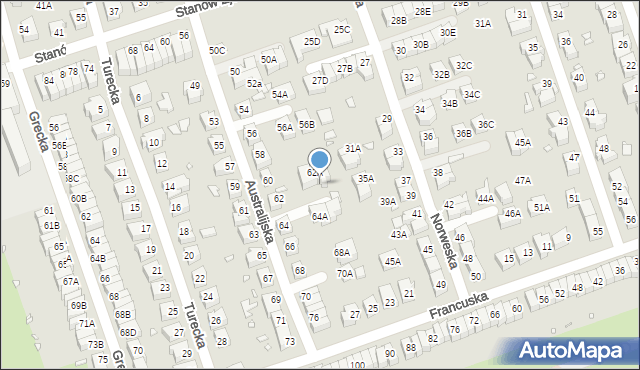 Wrocław, Australijska, 62B, mapa Wrocławia