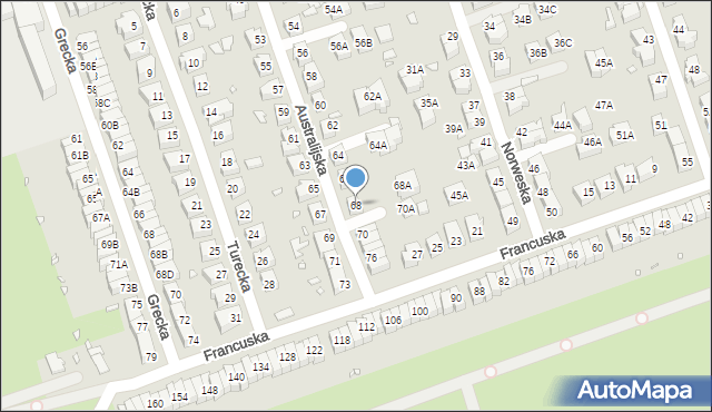 Wrocław, Australijska, 68, mapa Wrocławia