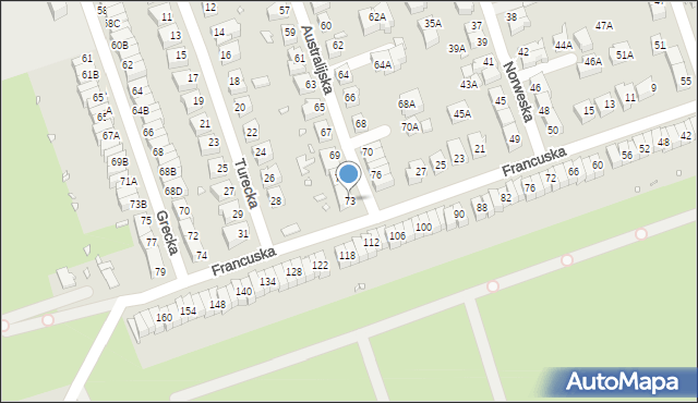 Wrocław, Australijska, 73, mapa Wrocławia