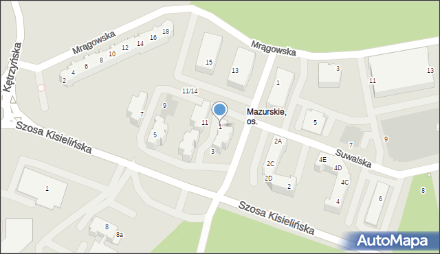 Zielona Góra, Augustowska, 1, mapa Zielona Góra