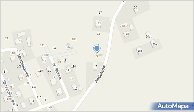 Młodziejowice, Awdańców, 9, mapa Młodziejowice