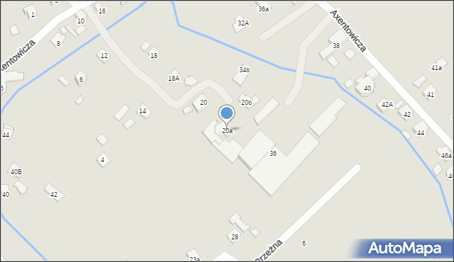 Nowy Sącz, Axentowicza Teodora, 20a, mapa Nowego Sącza