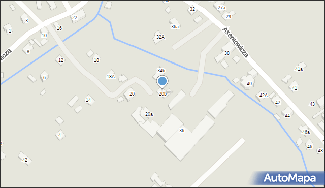 Nowy Sącz, Axentowicza Teodora, 20b, mapa Nowego Sącza
