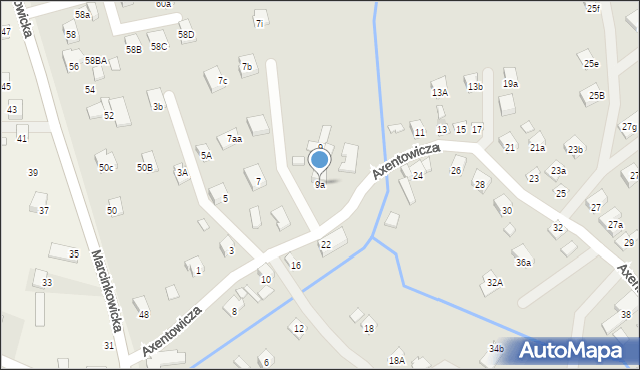 Nowy Sącz, Axentowicza Teodora, 9a, mapa Nowego Sącza