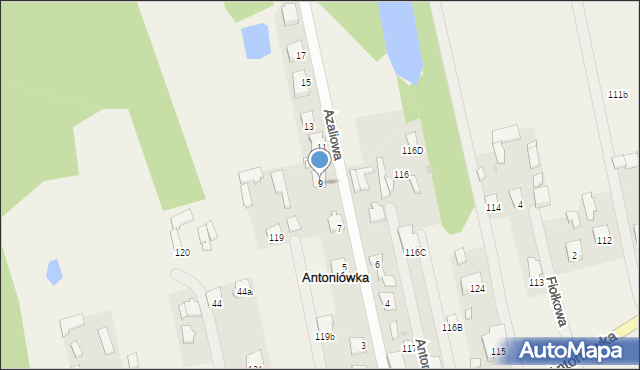 Antoniówka, Azaliowa, 9, mapa Antoniówka
