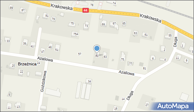 Brzeźnica, Azaliowa, 61, mapa Brzeźnica