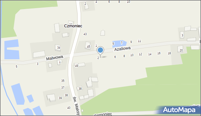 Czmoniec, Azaliowa, 4, mapa Czmoniec