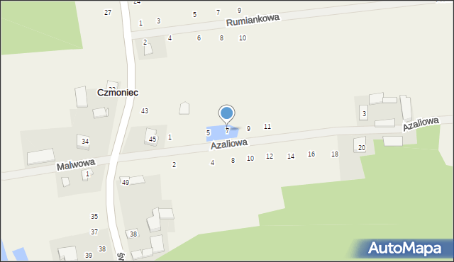 Czmoniec, Azaliowa, 7, mapa Czmoniec