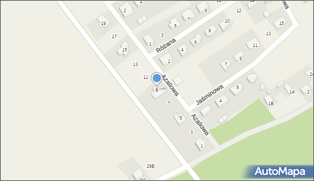Dobryszyce, Azaliowa, 9, mapa Dobryszyce