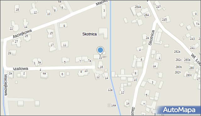 Kraków, Azaliowa, 11, mapa Krakowa