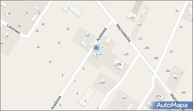 Książenice, Azaliowa, 3, mapa Książenice