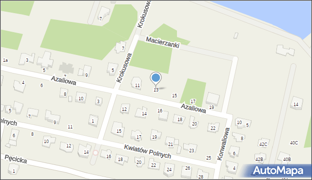 Pęcice, Azaliowa, 13, mapa Pęcice