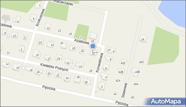 Pęcice, Azaliowa, 22, mapa Pęcice