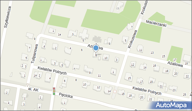 Pęcice, Azaliowa, 8, mapa Pęcice
