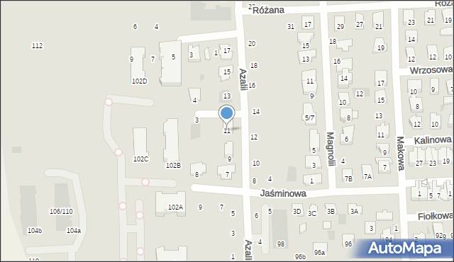 Płońsk, Azalii, 11, mapa Płońsk