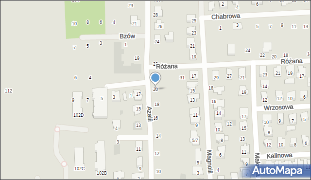 Płońsk, Azalii, 20, mapa Płońsk