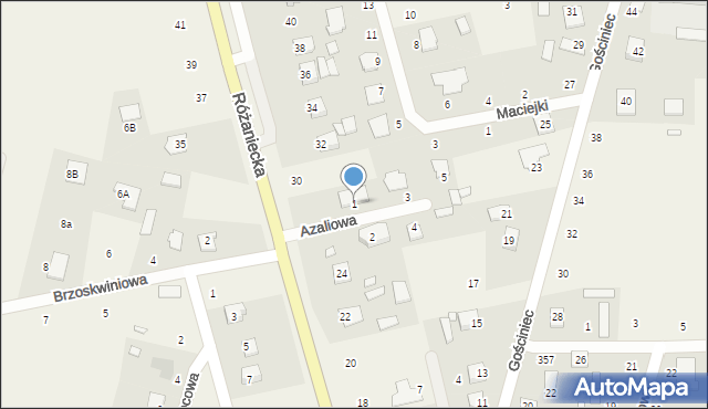 Suszno, Azaliowa, 1, mapa Suszno