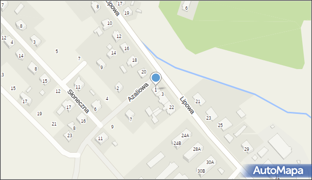 Szczaniec, Azaliowa, 1, mapa Szczaniec