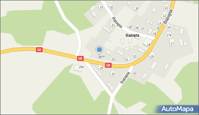 Babięta, Babięta, 26, mapa Babięta