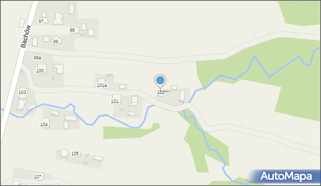 Bachów, Bachów, 102, mapa Bachów