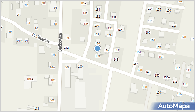 Baćkowice, Baćkowice, 125, mapa Baćkowice