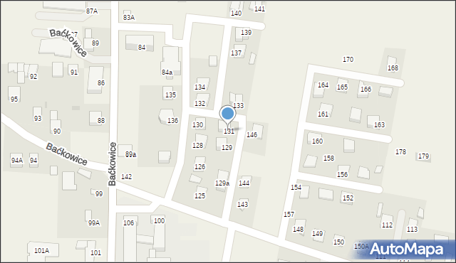 Baćkowice, Baćkowice, 131, mapa Baćkowice