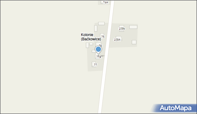 Baćkowice, Baćkowice, 77a, mapa Baćkowice