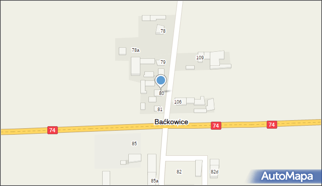 Baćkowice, Baćkowice, 80, mapa Baćkowice