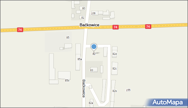 Baćkowice, Baćkowice, 82, mapa Baćkowice