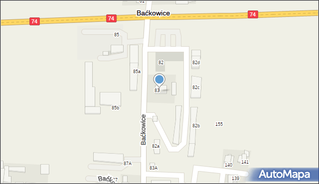 Baćkowice, Baćkowice, 83/4, mapa Baćkowice