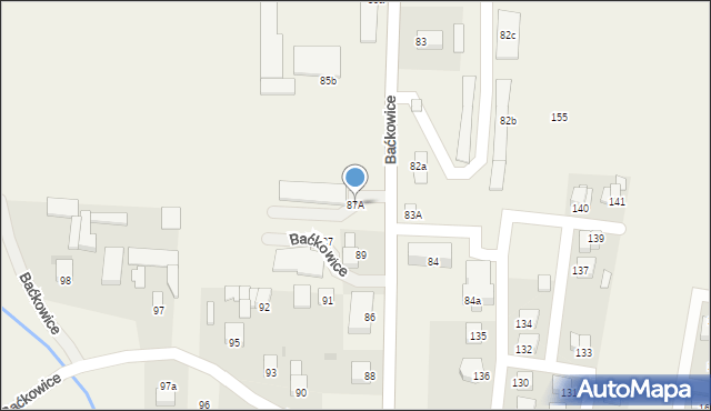 Baćkowice, Baćkowice, 87A, mapa Baćkowice
