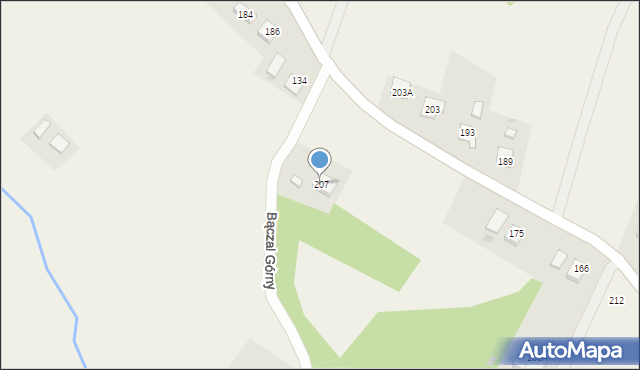 Bączal Dolny, Bączal Dolny, 207, mapa Bączal Dolny