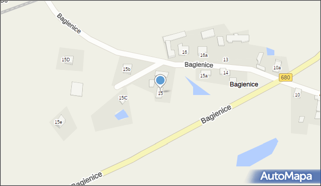 Bagienice, Bagienice, 15, mapa Bagienice