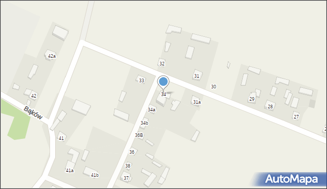 Bąków, Bąków, 34, mapa Bąków