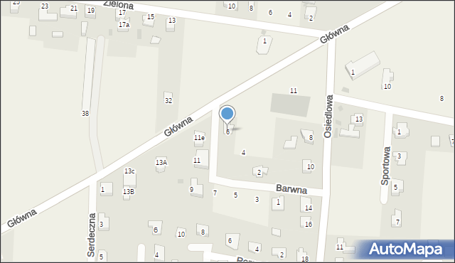 Bąków, Barwna, 6, mapa Bąków