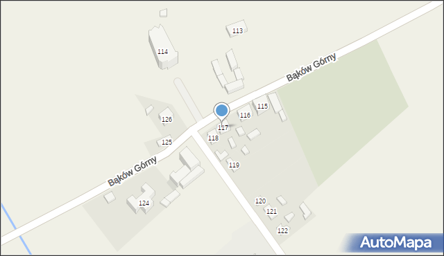 Bąków Górny, Bąków Górny, 117, mapa Bąków Górny