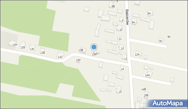 Balcerów, Balcerów, 13A, mapa Balcerów