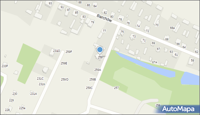 Barchów, Barchów, 259, mapa Barchów
