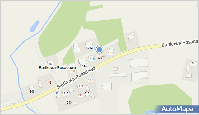 Bartkowa-Posadowa, Bartkowa-Posadowa, 308, mapa Bartkowa-Posadowa