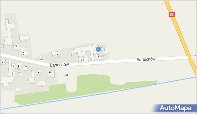 Bartochów, Bartochów, 1, mapa Bartochów