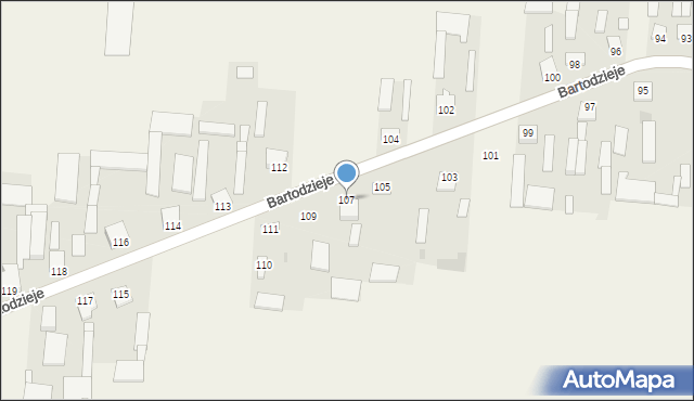 Bartodzieje, Bartodzieje, 107, mapa Bartodzieje