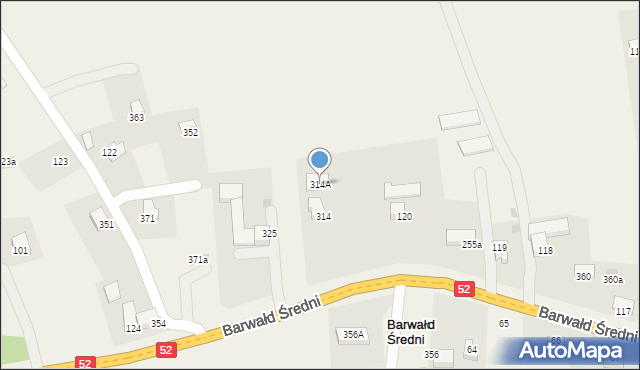 Barwałd Średni, Barwałd Średni, 314A, mapa Barwałd Średni