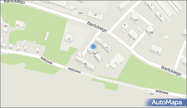 Będzin, Barlickiego Norberta, 73A, mapa Będzin